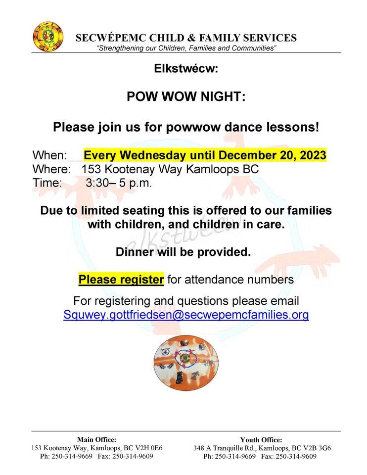 Pow Wow Night Dance Lessons, Secwepemc Child & Family Services, Kamloops, 6 December 2023