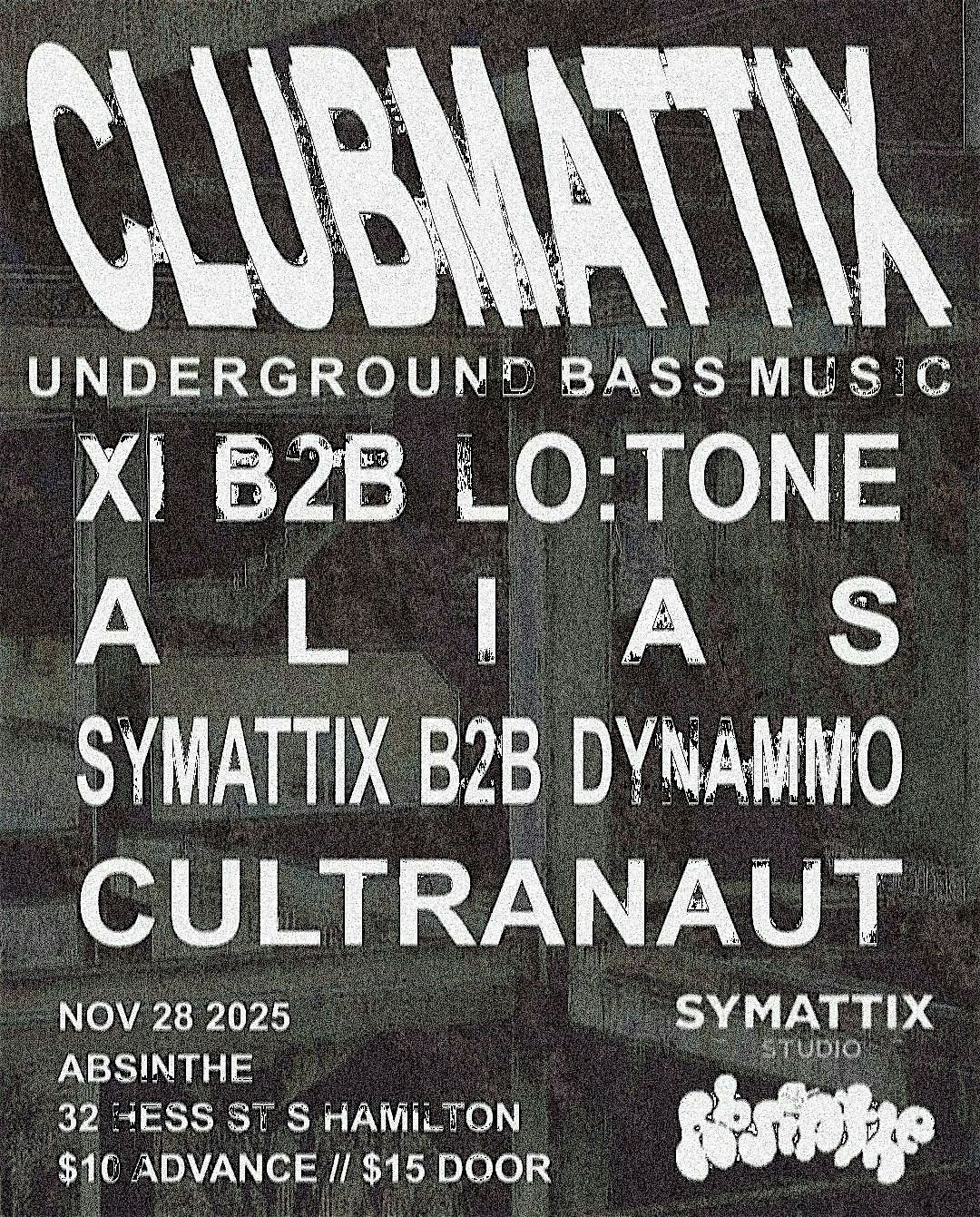 CLUBMATTIX - BASS MUSIC @ABSINTHE  [PART DEUX], 28 November | Event in Hamilton | AllEvents