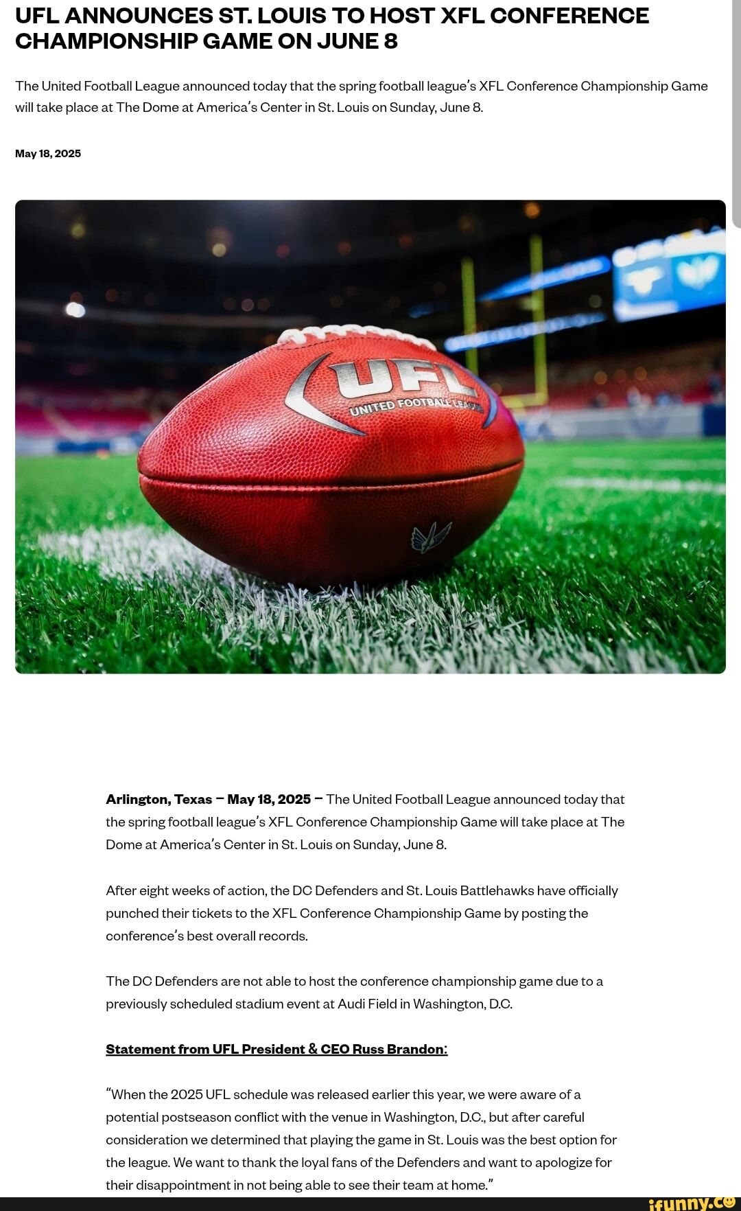 XFL Conference Championship: St. Louis BattleHawks vs. D.C. Defenders, 7 June | Event in St. Louis | AllEvents