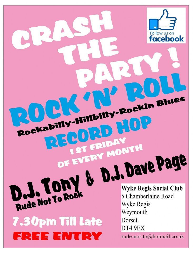 Crash the Party Record Hop, Wyke Regis Social Club, Weymouth, March 3
