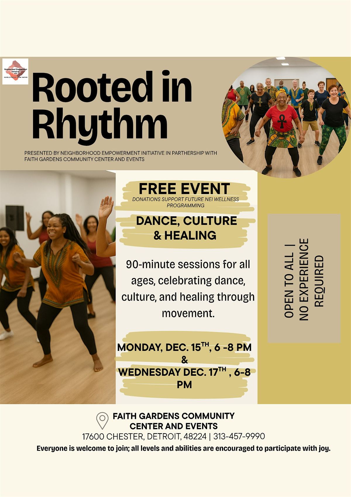 Rooted in Rhythm | A Community Movement Experience, 15 December | Event in Detroit | AllEvents