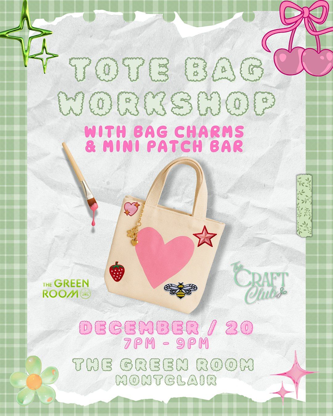 Tote Bag Workshop @ The Green Room Montclair, 20 December | Event in Montclair | AllEvents