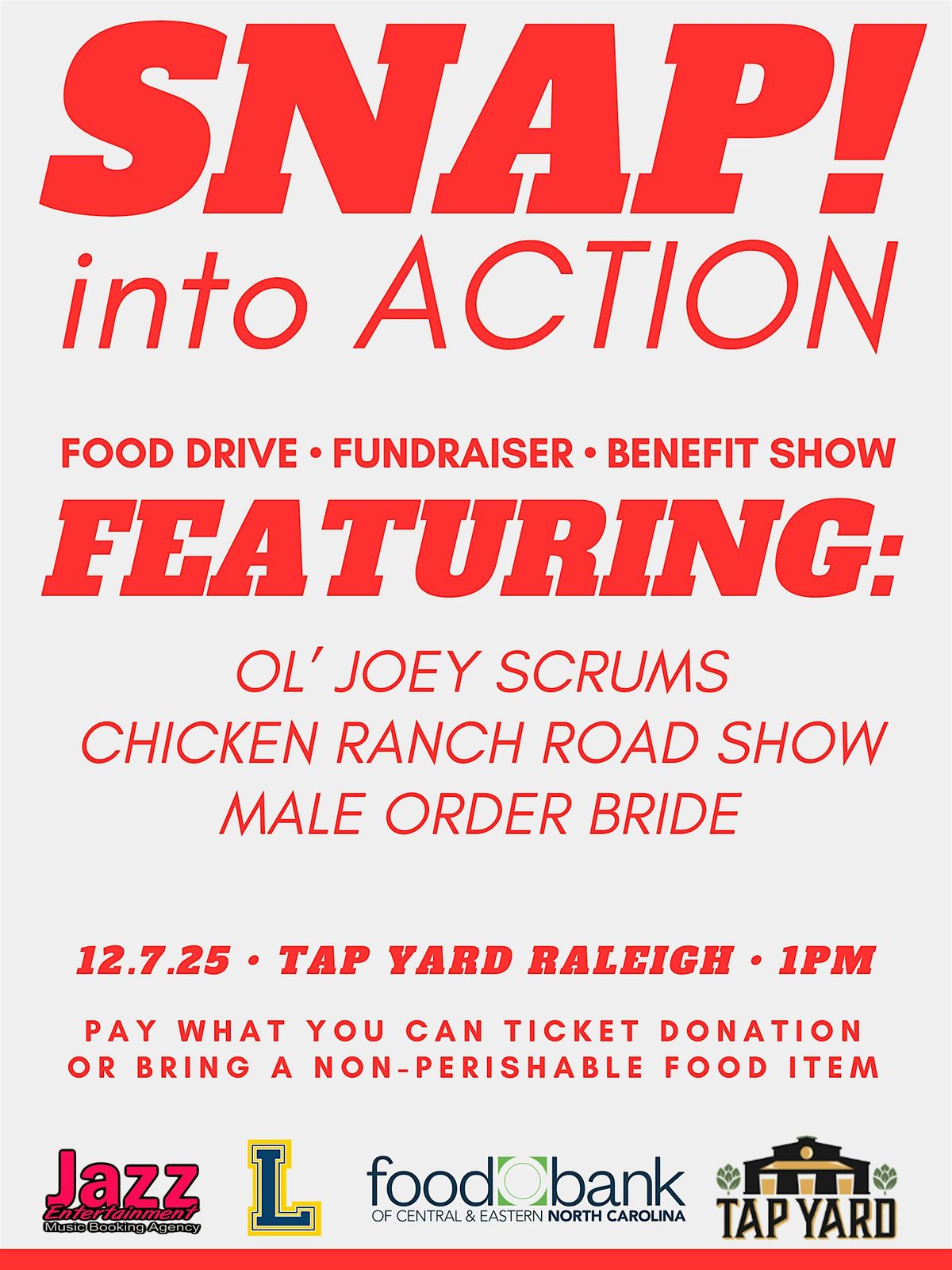 SNAP into Action Benefit Show, 7 December | Event in Raleigh | AllEvents