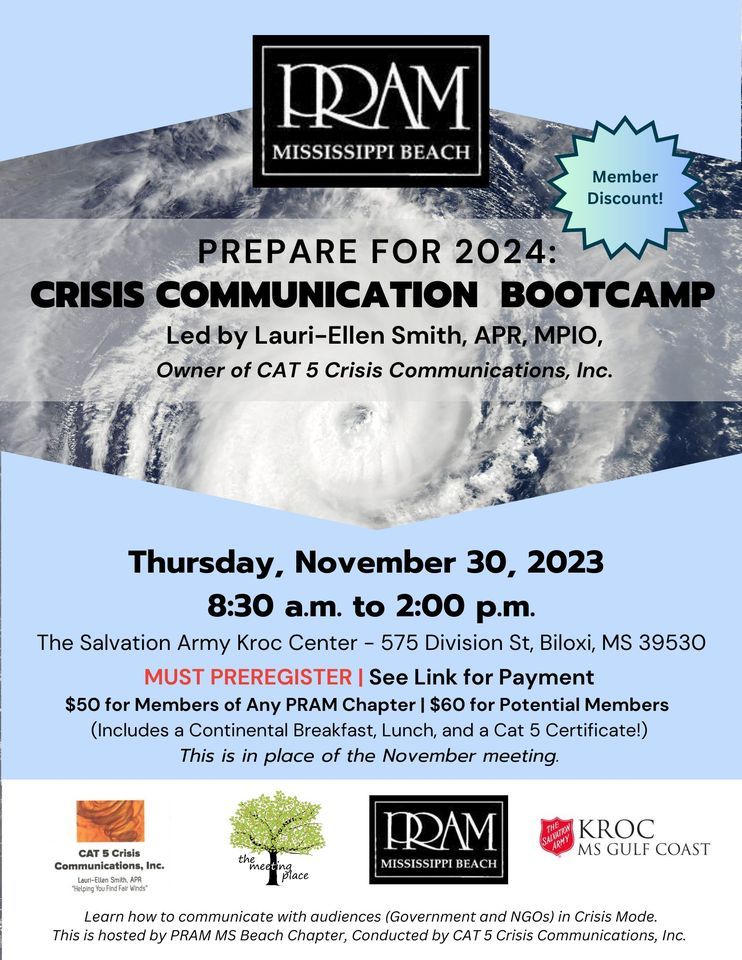 Prepare for 2024 Crisis Communication Bootcamp, Presented by PRAM MS