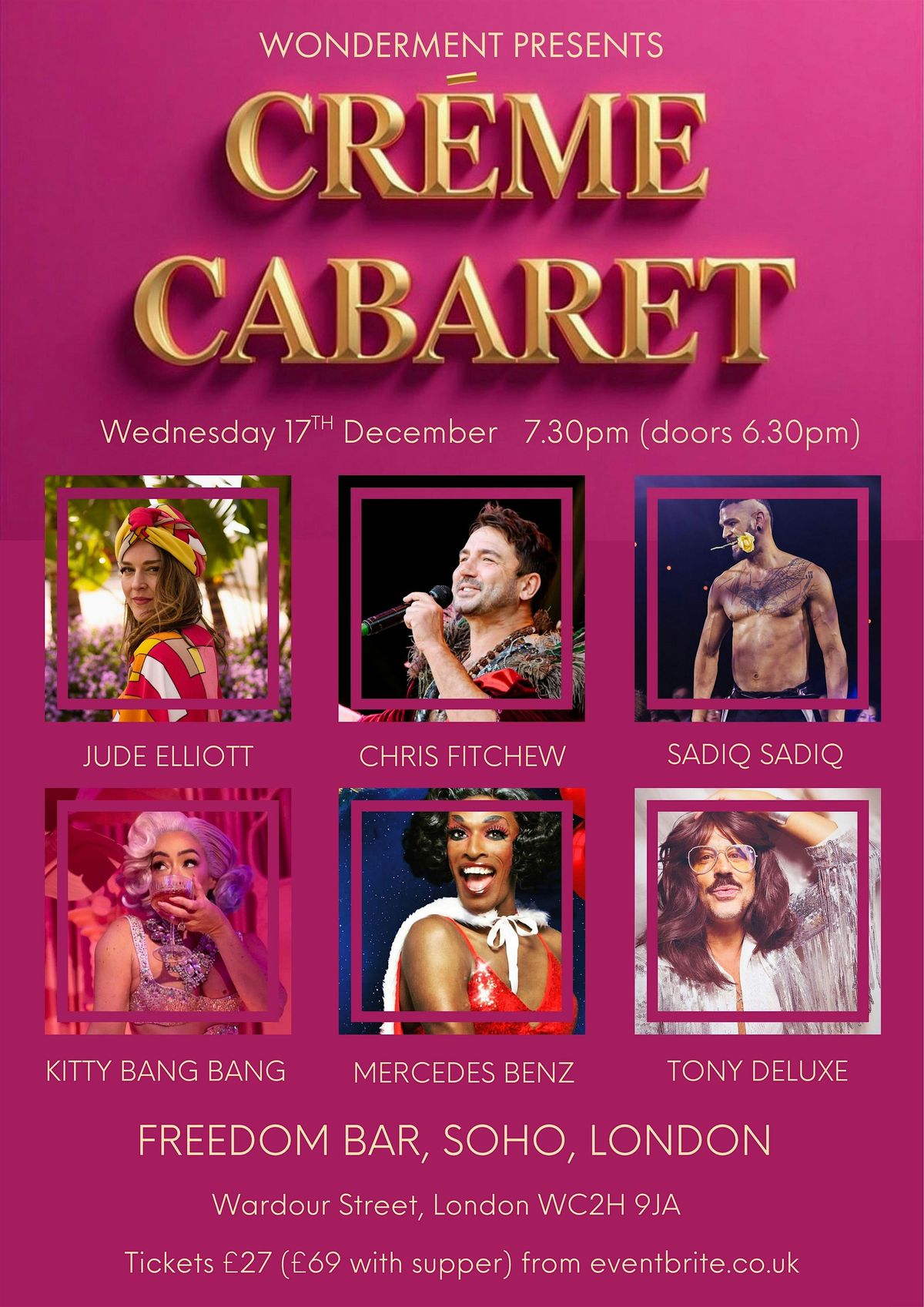 Creme Cabaret - With Dinner, 17 December | Event in London | AllEvents