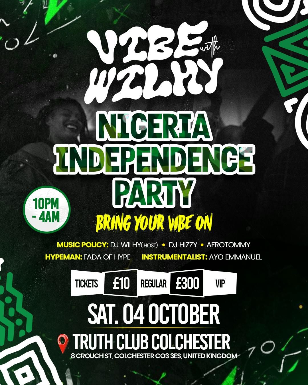 VIBE WITH WILHY NIGERIA INDEPENDENCE PARTY, 4 October | Event in Colchester | AllEvents