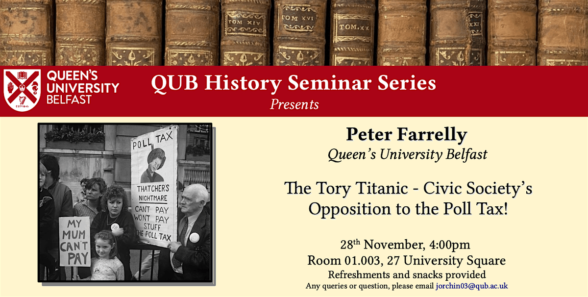 QUB History Seminar: Peter Farrelly, 28 November | Event in Belfast | AllEvents