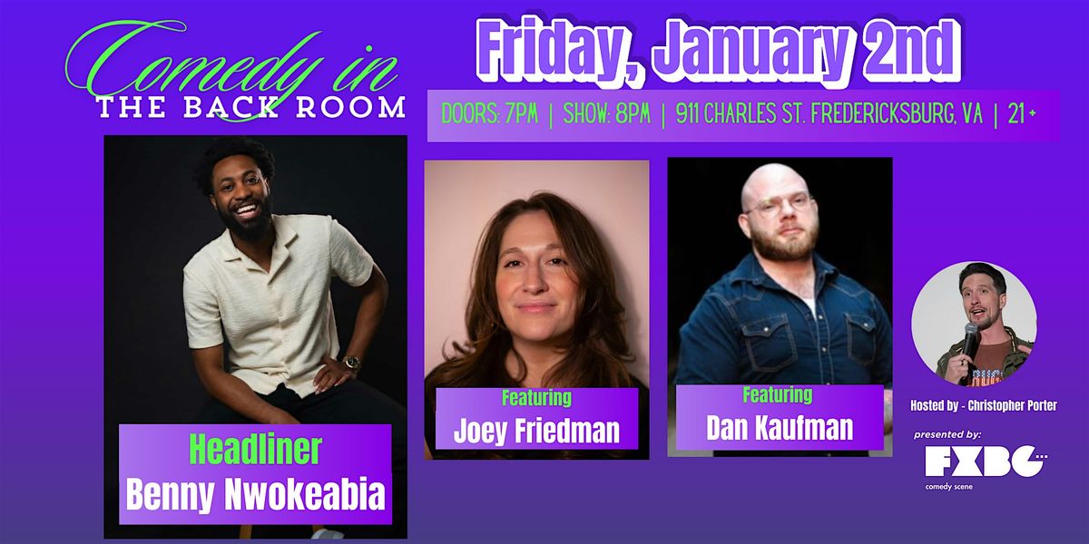 Comedy in "The Back Room" - Friday, January 2nd, 2 January | Event in Fredericksburg | AllEvents