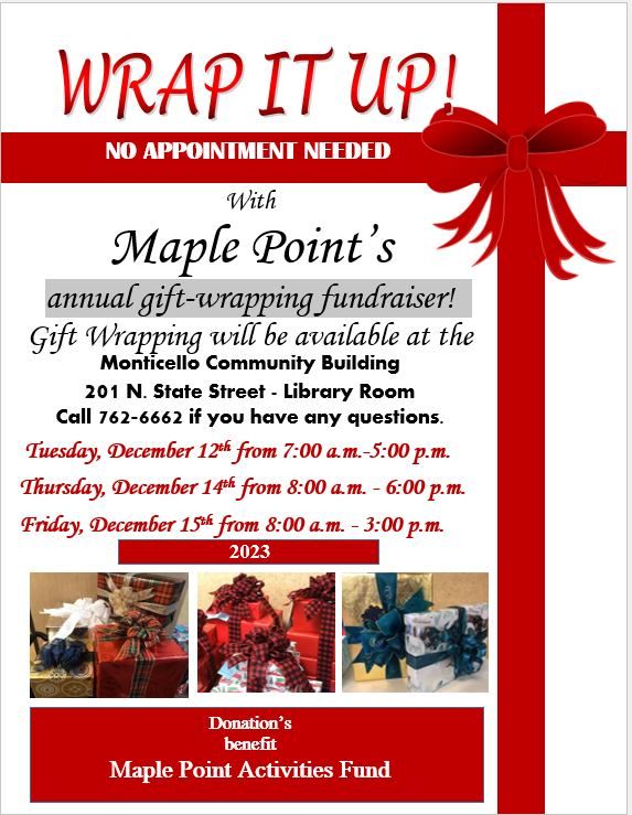 Wrap It Up Gift Wrap Fundraiser , Monticello Community Building