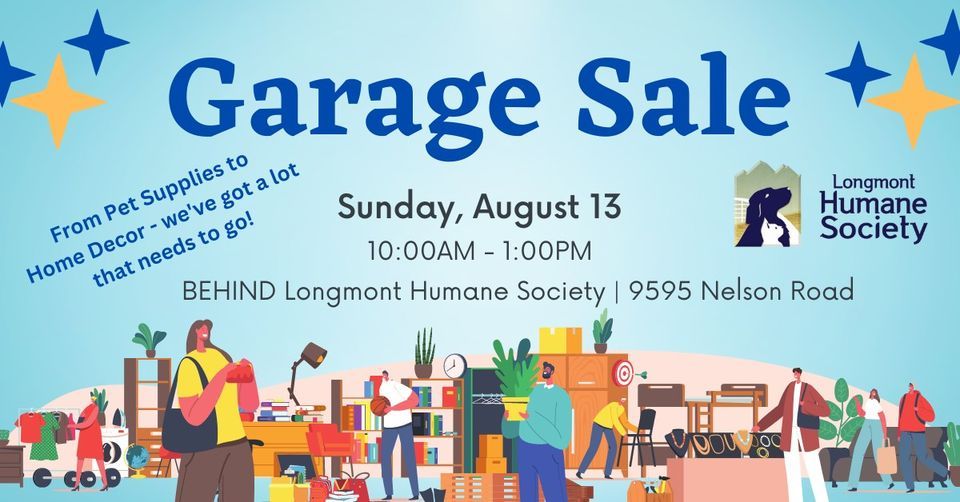 Garage Sale at Longmont Humane Society, Longmont Humane Society, August