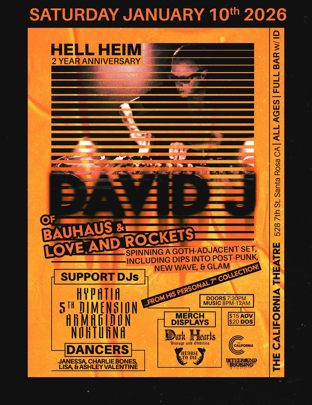DAVID J OF BAUHAUS & LOVE AND ROCKETS (DJ SET), 10 January | Event in Santa Rosa | AllEvents