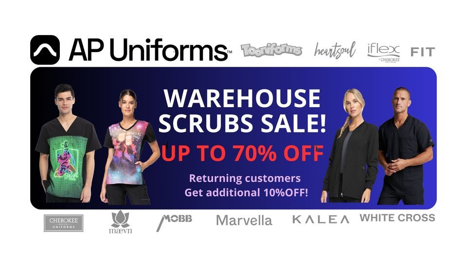 SCRUBS WAREHOUSE SALE Kick Off 2024 with Up to 70 OFF! (Brantford, ON