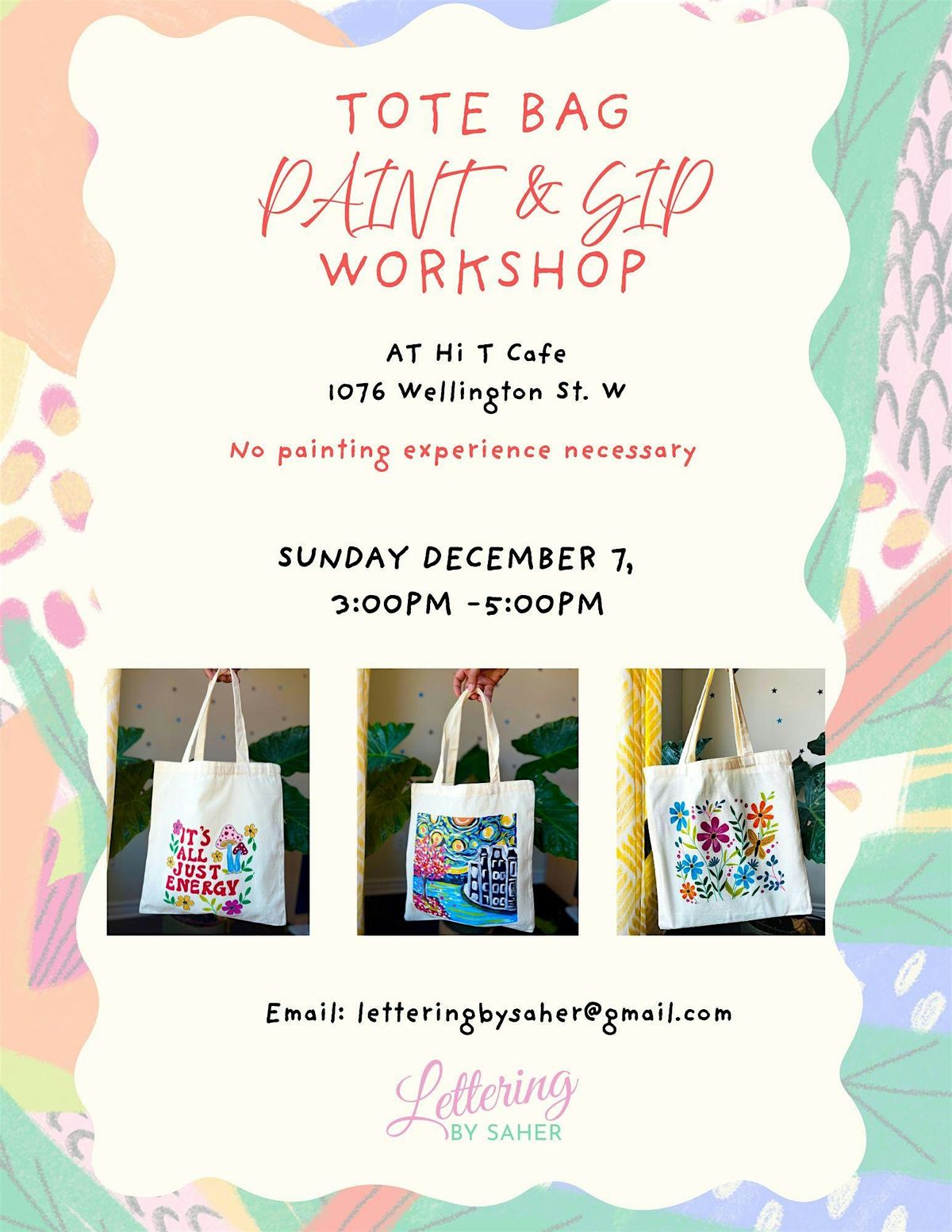 Tote bag paint and sip Workshop, 7 December | Event in Ottawa | AllEvents