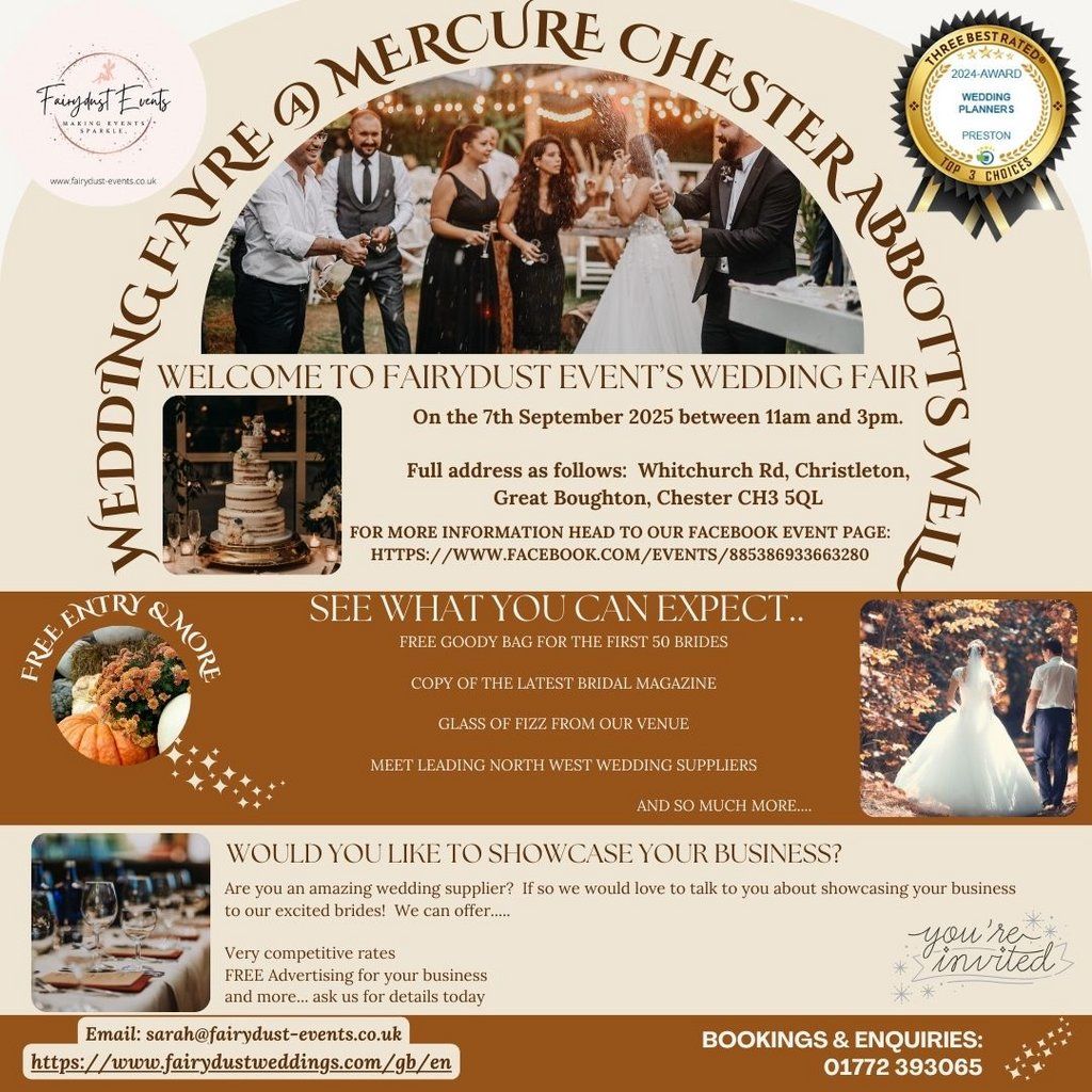 Wedding Fayre - Mercure Chester Abbots Well - 7th September 2025, 7 September | Event in Chester | AllEvents