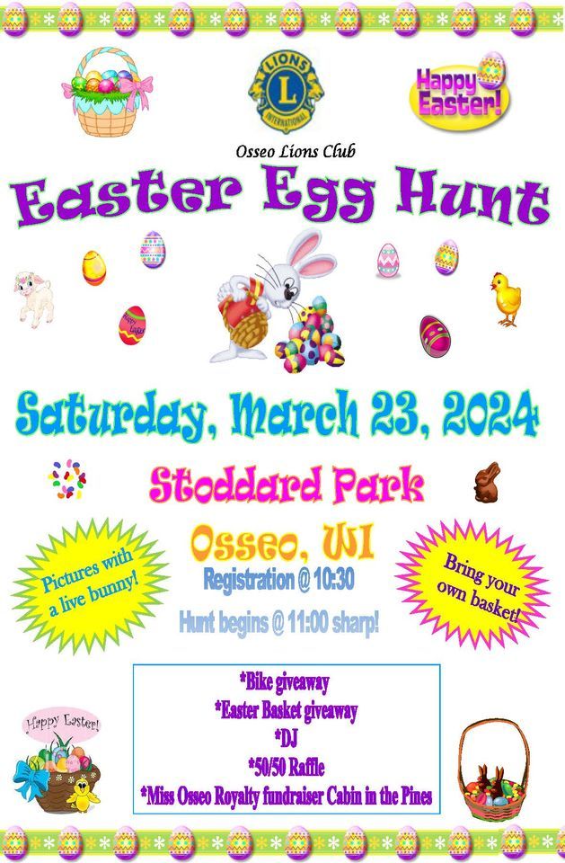 Osseo Lions Annual Easter Egg Hunt, Stoddard Park 13907 Pine Street