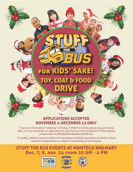 Stuff The Bus For Kids Sake Toy Coat Food Drive Walmart Manteca