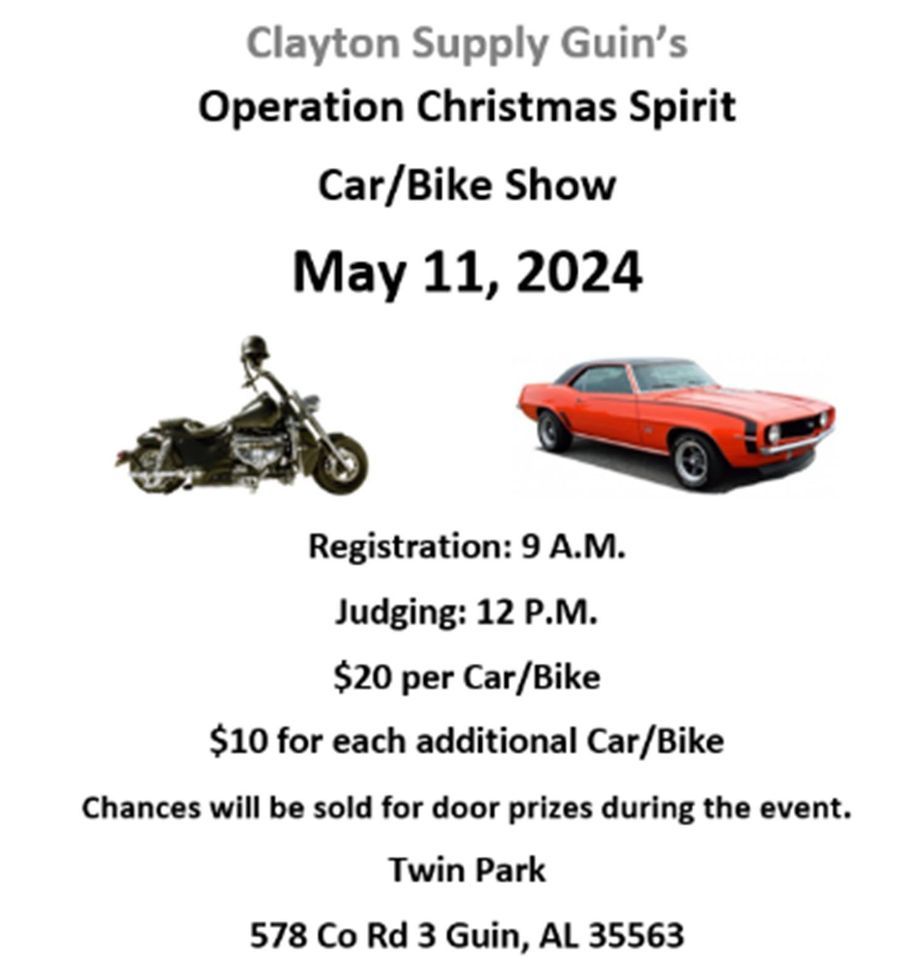Operation Christmas Spirit Car and Bike Show, 578 Co Rd 3 Guin, AL