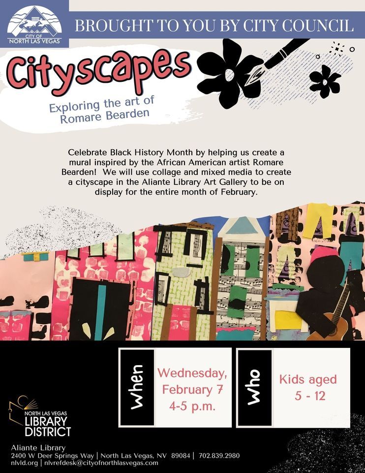 Cityscapes Exploring the art of Romare Bearden, Aliante Library, North