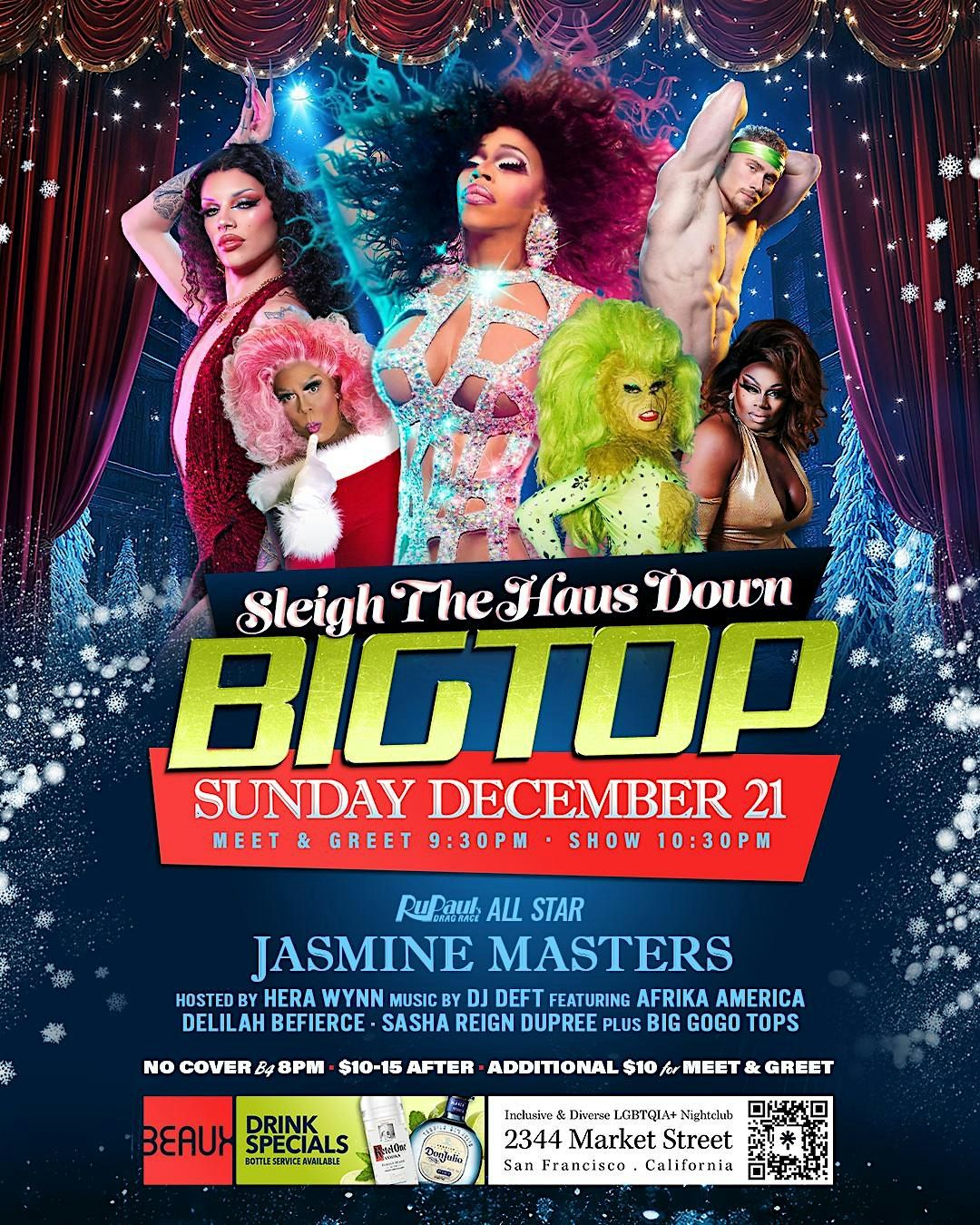 Jasmine Masters  Big Top Sundays at Beaux Dec 21st, 21 December | Event in San Francisco | AllEvents