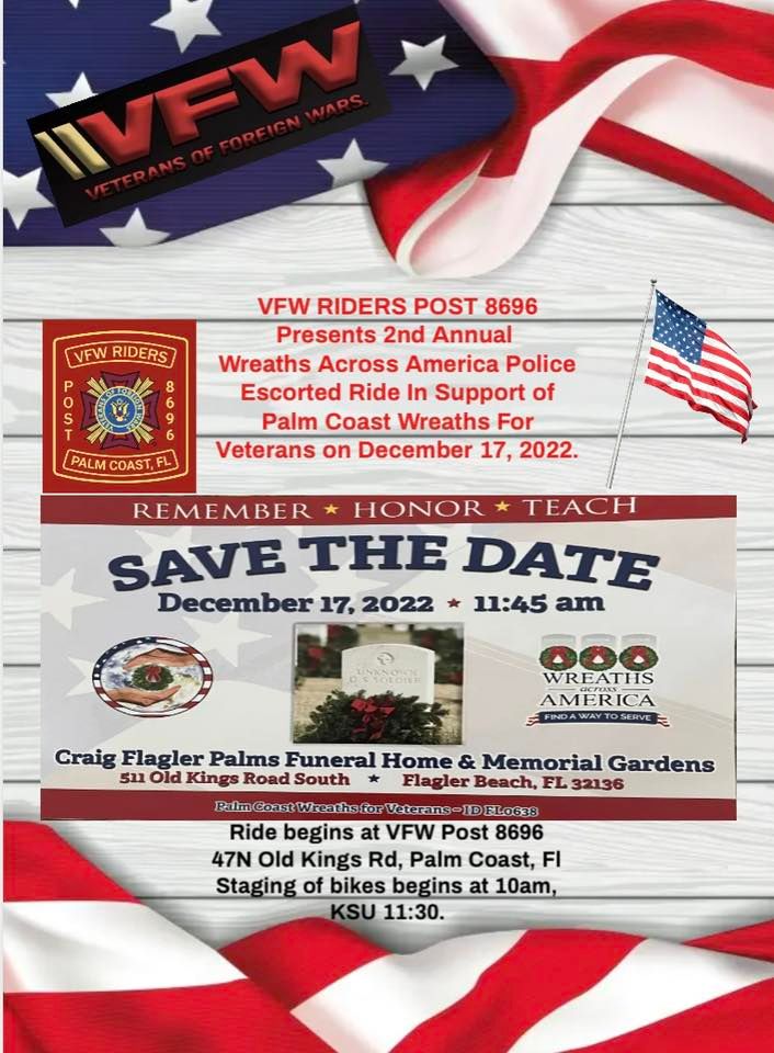 Wreaths Across America, Palm Coast, Fl, VFW Riders Post 8696, Palm