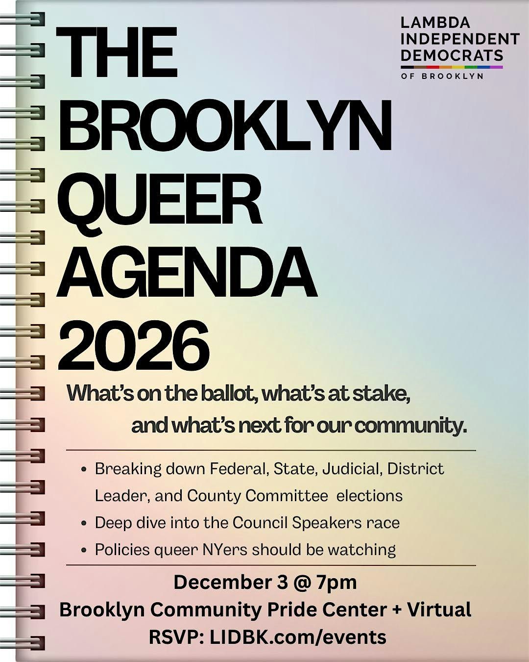 The Brooklyn Queer Agenda 2026 with LID Brooklyn, 3 December | Event in Brooklyn | AllEvents