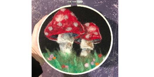 Painting Mushrooms With Wool Needle Felting Workshop With Amy Roberts Rose Cottage School Of Art Wytheville August 27 2021 Allevents In Wool Rug Hooking Events August 2022