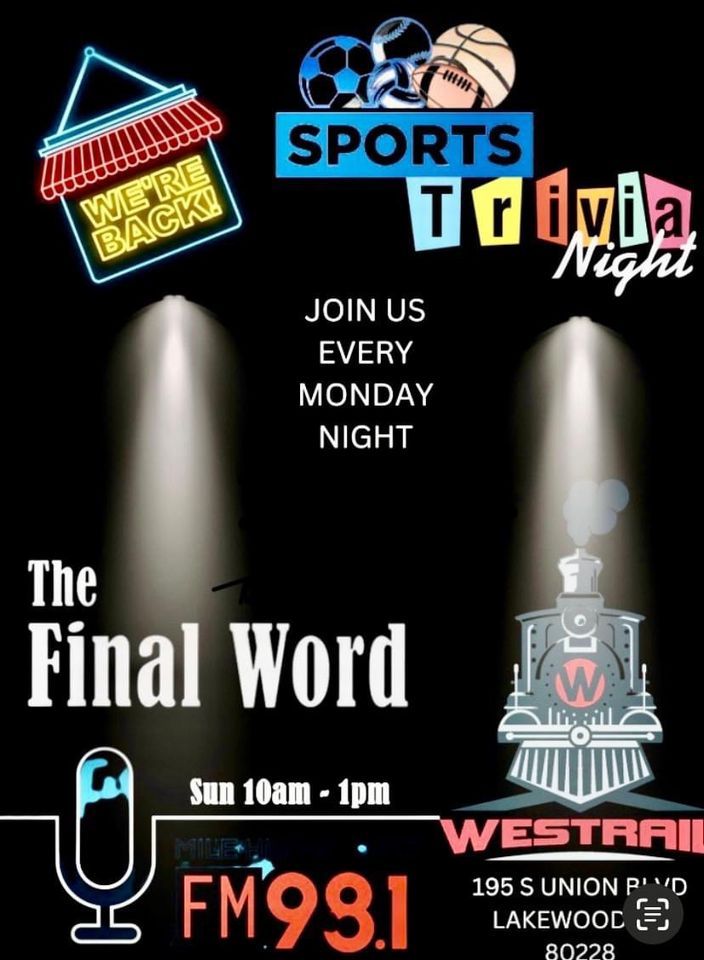 Sports Trivia Night with The Final Word, Westrail Tap & Grill, Lakewood