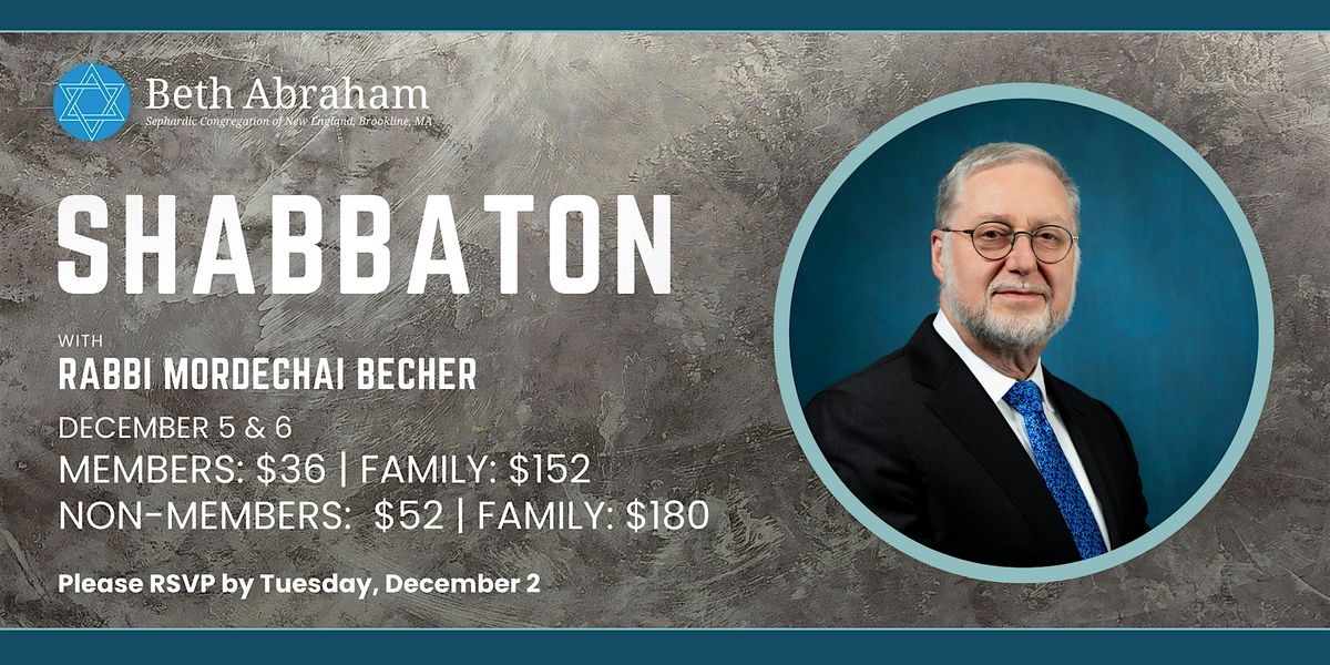 Shabbaton with Rabbi Mordechai Becher, 5 December | Event in Brookline | AllEvents