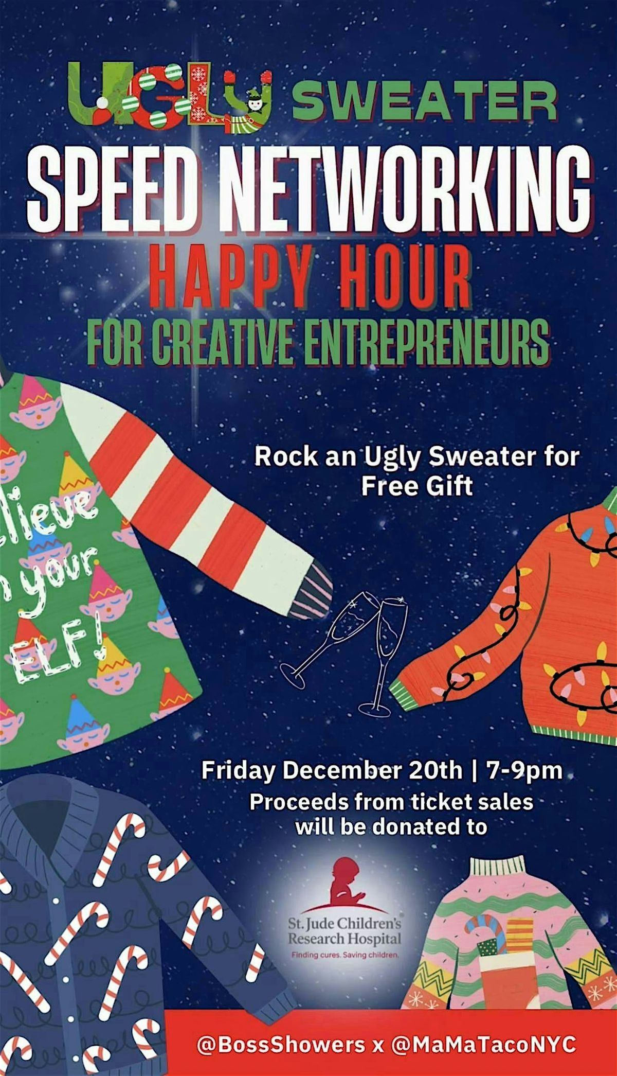 Network for a Good Cause! UglySweater Happy Hour for Creative Entrepreneurs, 19 December | Event in New York