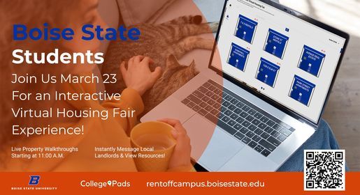 Boise State Virtual Off Campus Housing Fair March 23 2021 Online Event Allevents In Boise State Christmas Break 2021