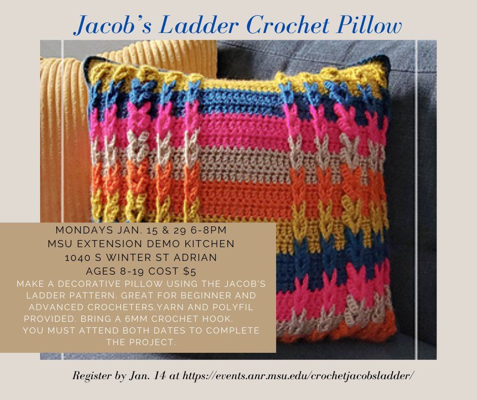Crochet a Jacobs Ladder Pillow, MSU Extension Lenawee County, Weston