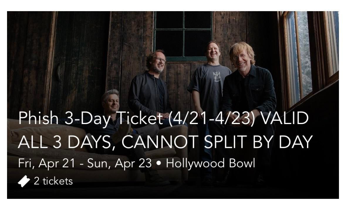 Phish - 2 Day Pass at TD Pavilion at the Mann, 15 July | Event in Philadelphia | AllEvents