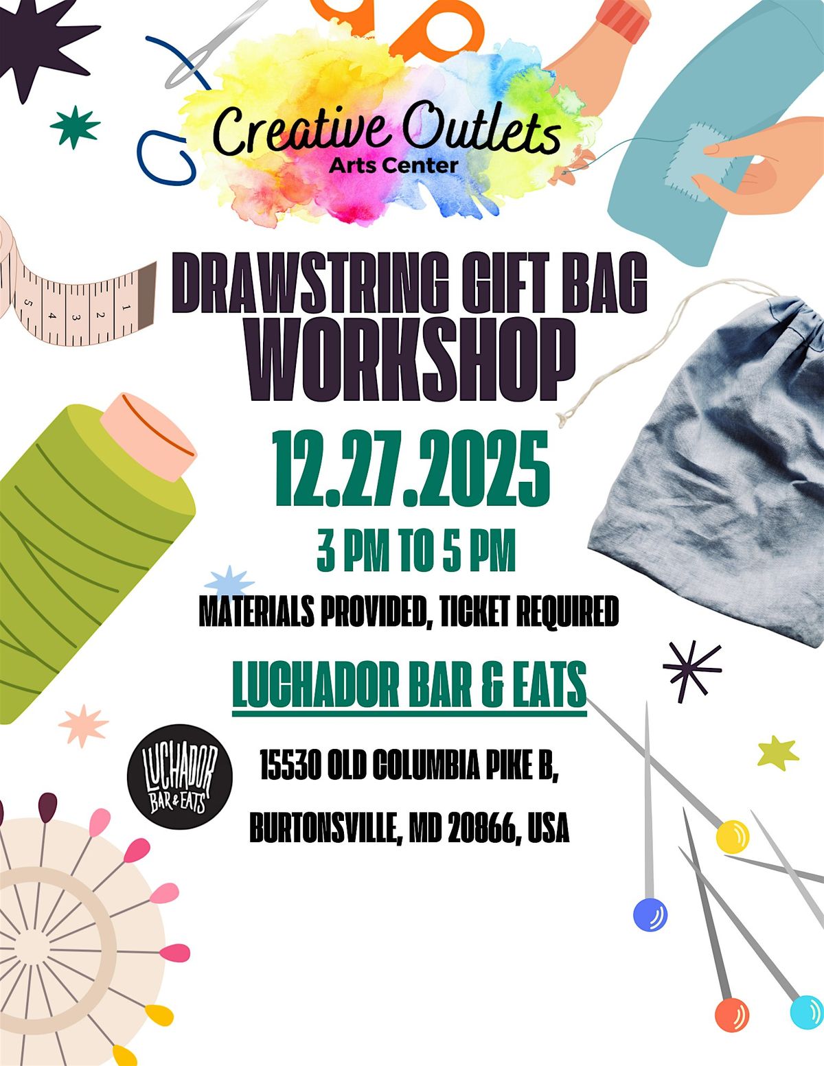 Drawstring Gift Bag Workshop - Sewing Club, 27 December | Event in Burtonsville | AllEvents