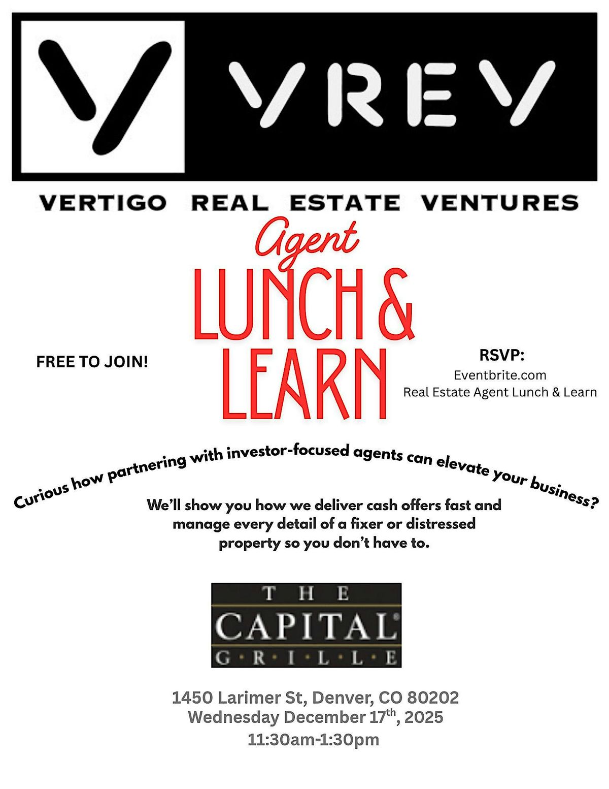 REAL ESTATE AGENT LUNCH & LEARN, 17 December | Event in Denver | AllEvents