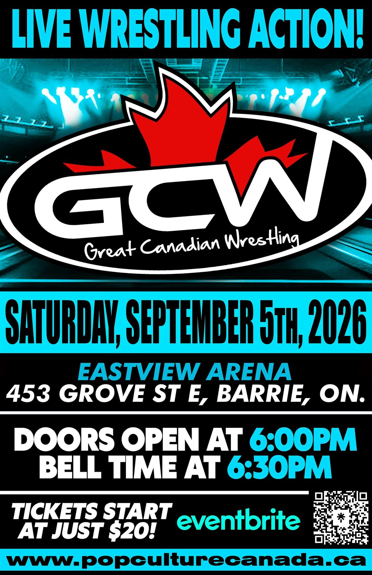 GCW : Barrie : September 5th 2026 : LIVE WRESTLING