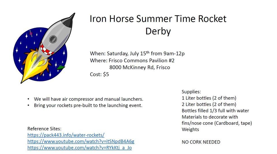 Iron Horse District Summer Time Rocket Derby, Frisco Commons, 15 July