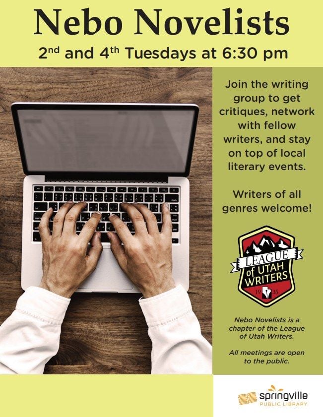Nebo Novelists Writing Group, Springville Library, August 22 2023