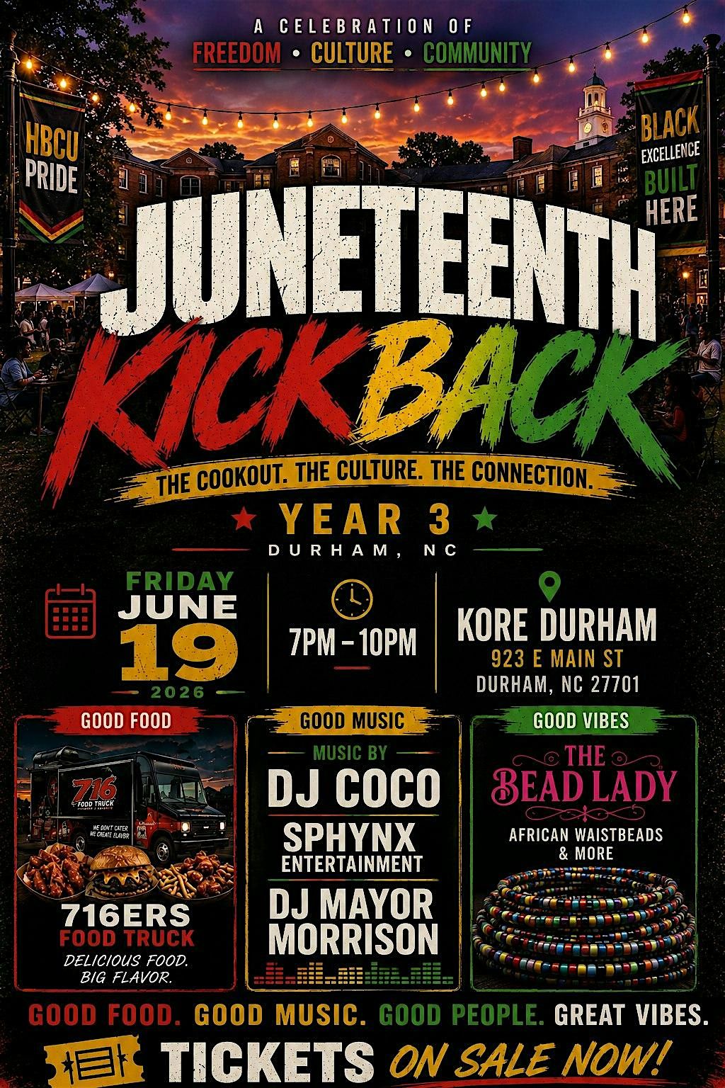 The Juneteenth Kickback returns for Year 3, Kore Durham, 19 June 2026 ...