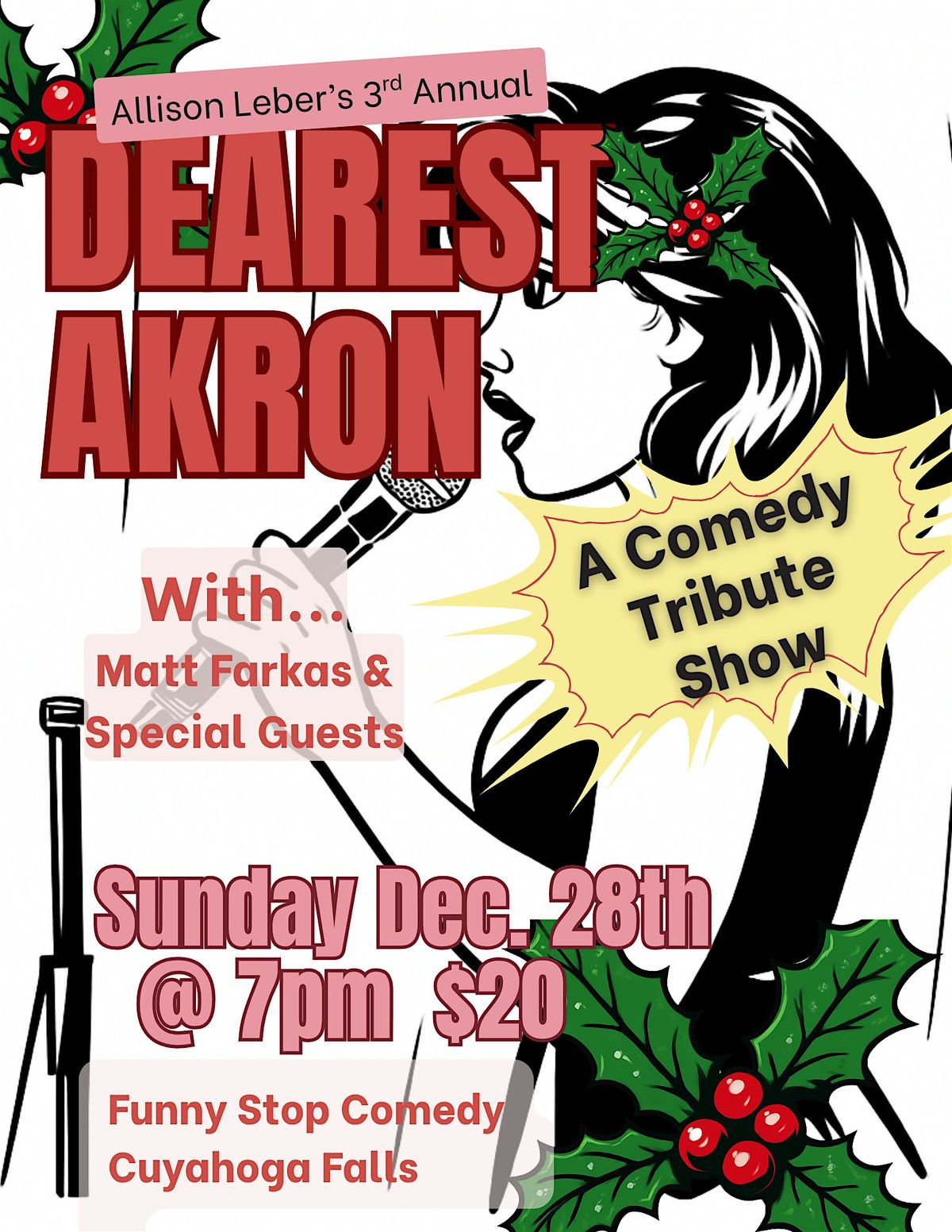 Allison Leber's 3rd Annual "Dearest Akron" Comedy Tribute Show!, 28 December | Event in Cuyahoga Falls