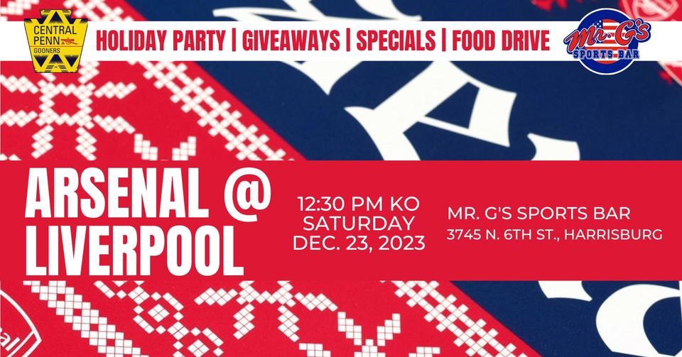 Arsenal Liverpool Holiday Party & Food Drive, Mr. G's Sportsbar