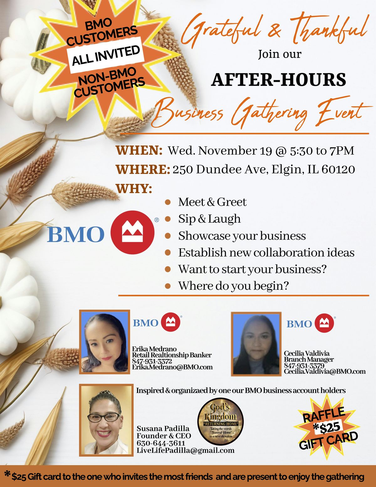 Business Gathering Event @ BMO- ELGIN, 19 November | Event in Elgin | AllEvents