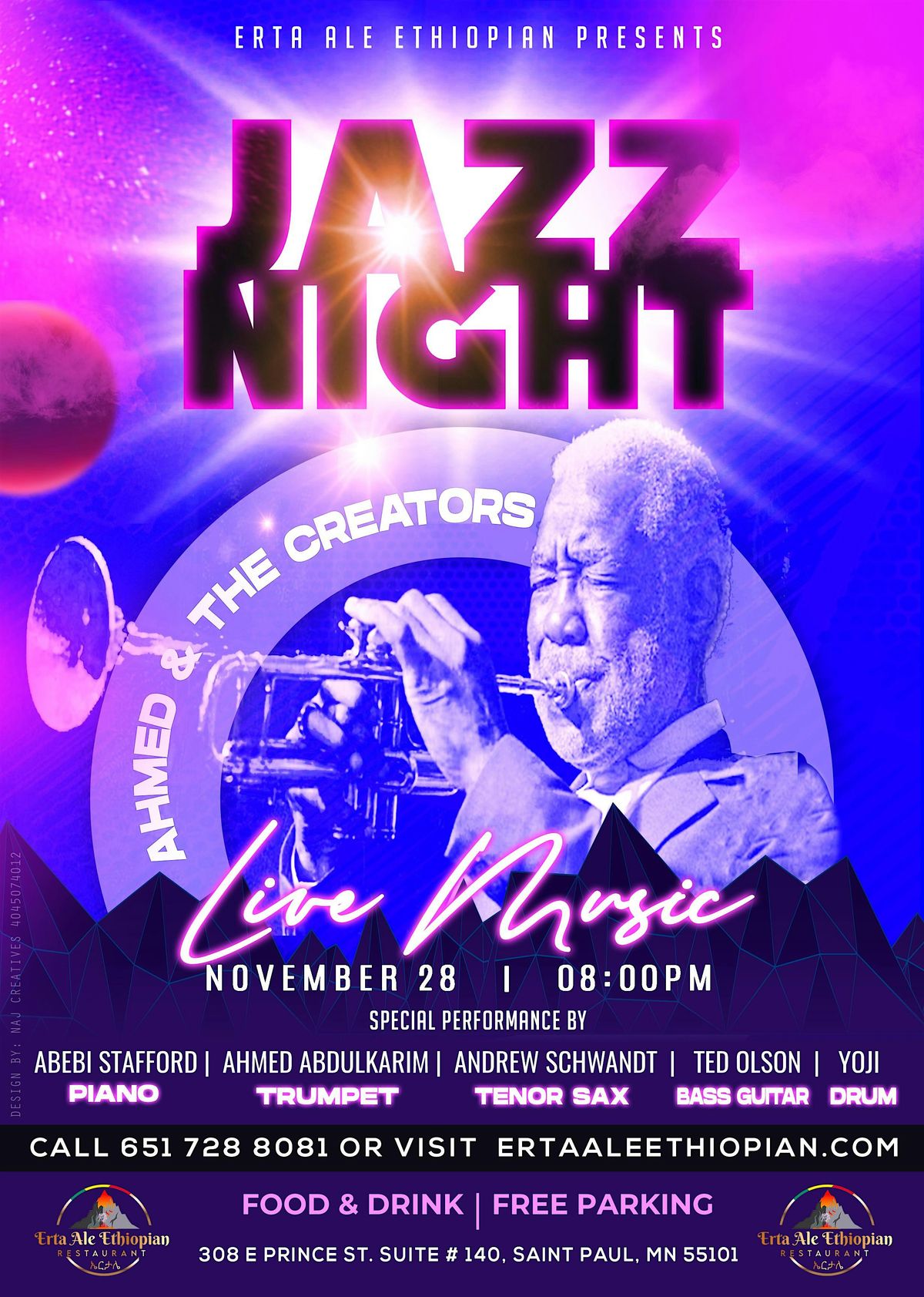 Jazz Night with Ahmed and the Creators, 28 November | Event in Saint Paul | AllEvents