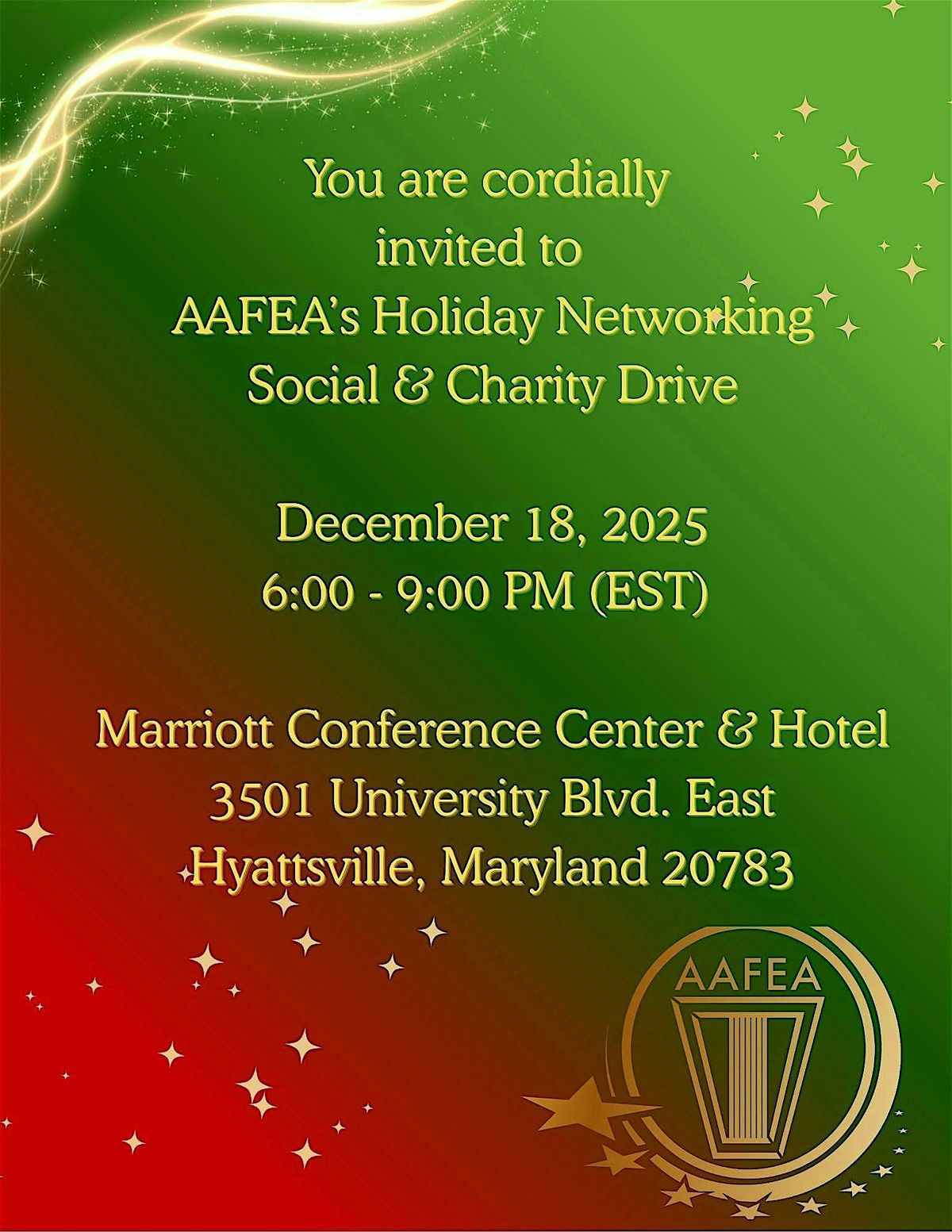 AAFEA Holiday Networking Social and Charity Drive, College Park ...