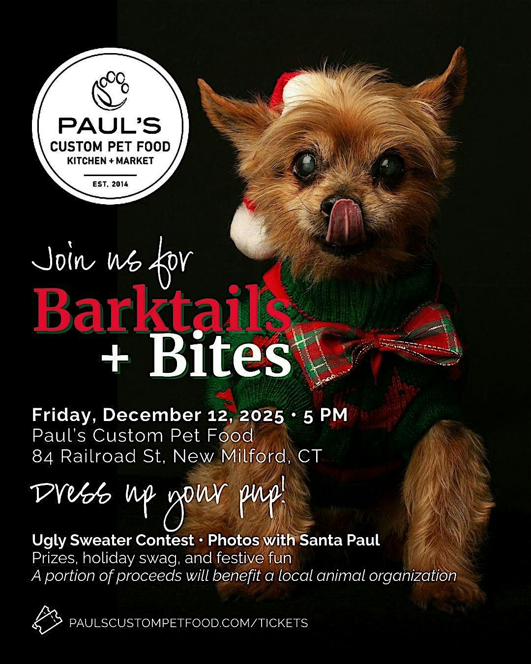 Barktails + Bites - Dinner, Drinks, and an Ugly Sweater Contest for Dogs!, 12 December | Event in New Milford