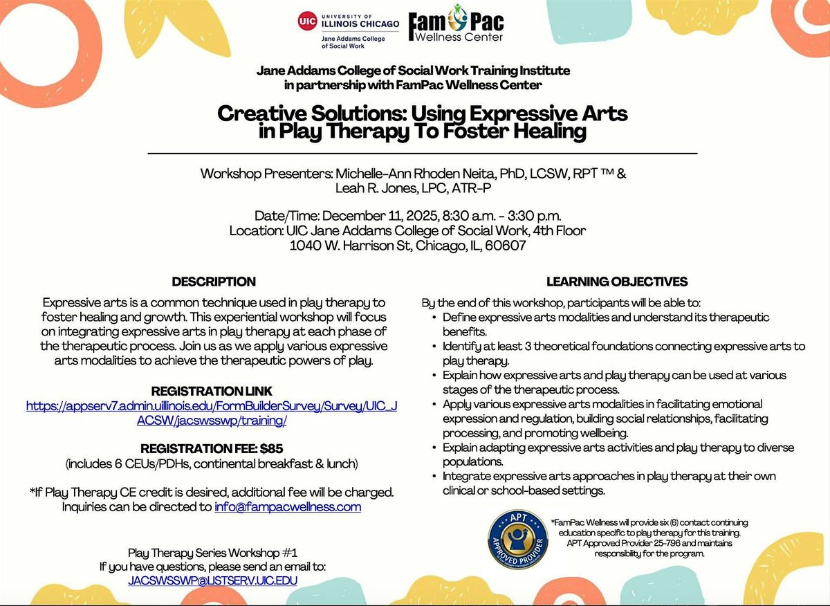 Play Therapy Series Workshop #1 : Creative Solutions: Using Expressive Arts, 11 December | Event in Chicago