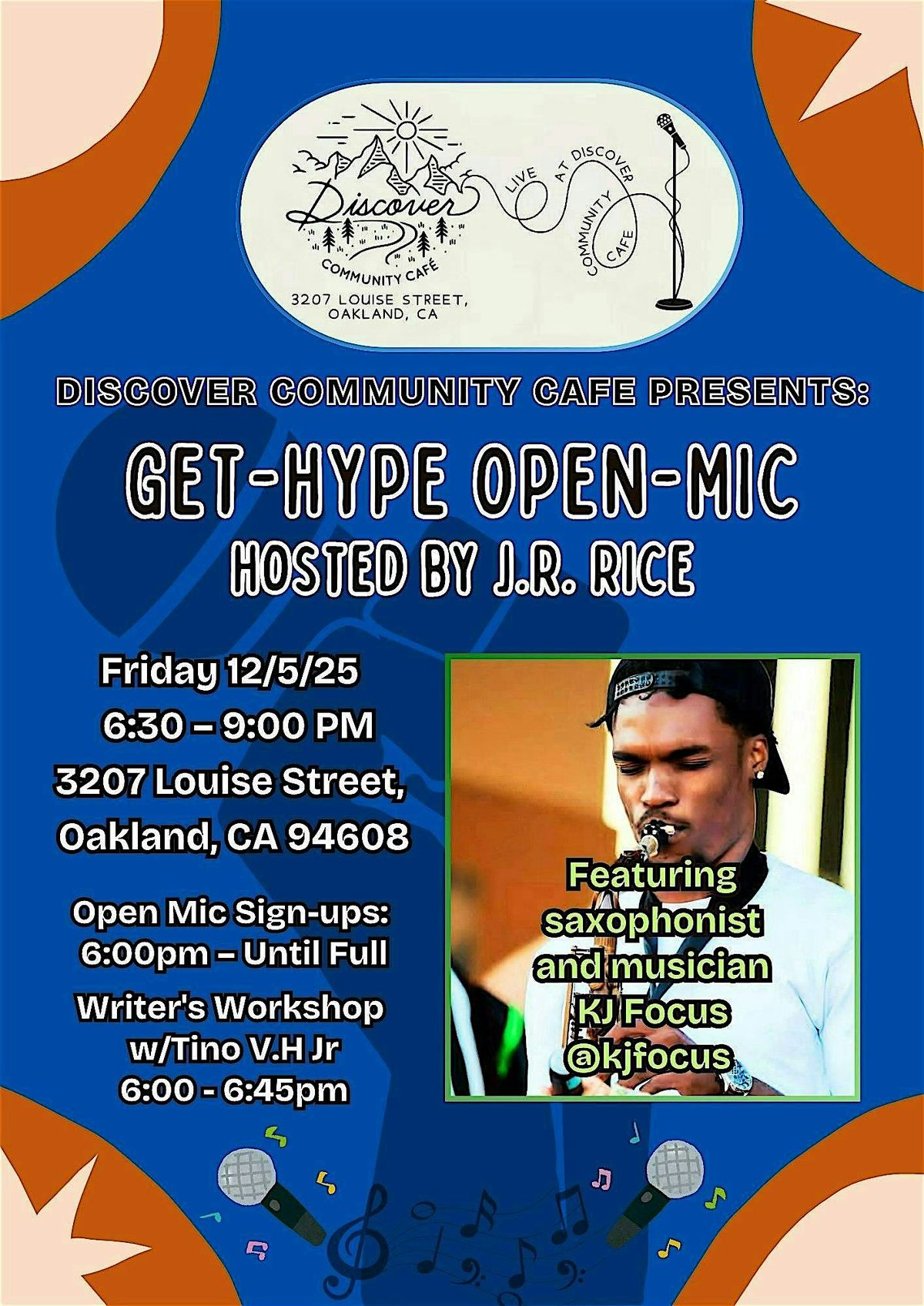 Discover Community Cafe Presents Get-Hype Open-Mic, 5 December | Event in Oakland | AllEvents