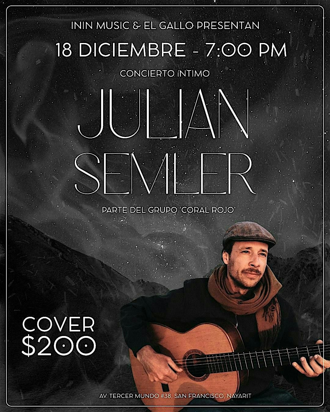 Concierto Intimo:  JULIAN SEMLER aka Coral Rojo, 18 December | Event in San Pancho | AllEvents