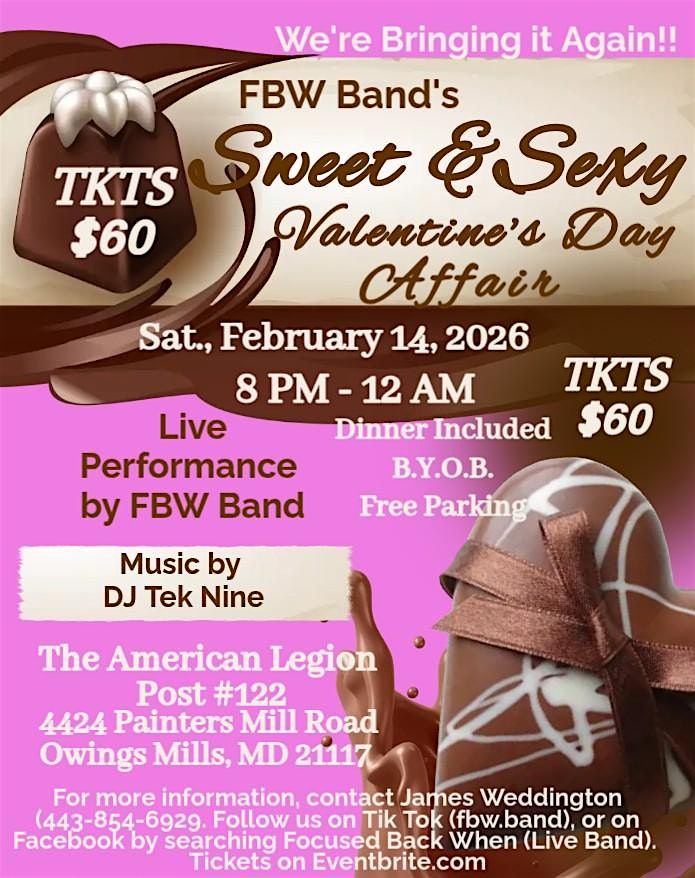 FBW Band’s Sweet and Sexy Valentines Day Affair, 14 February | Event in Owings Mills | AllEvents