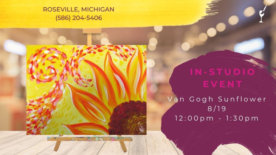 Van Gogh Sunflower, Painting with a Twist (Roseville, MI), August 19
