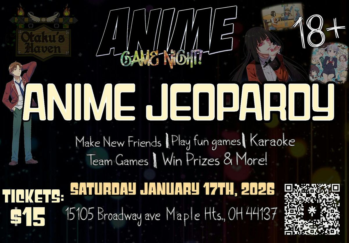 Anime Game Night: ANIME JEOPARDY, 17 January | Event in Maple Heights | AllEvents